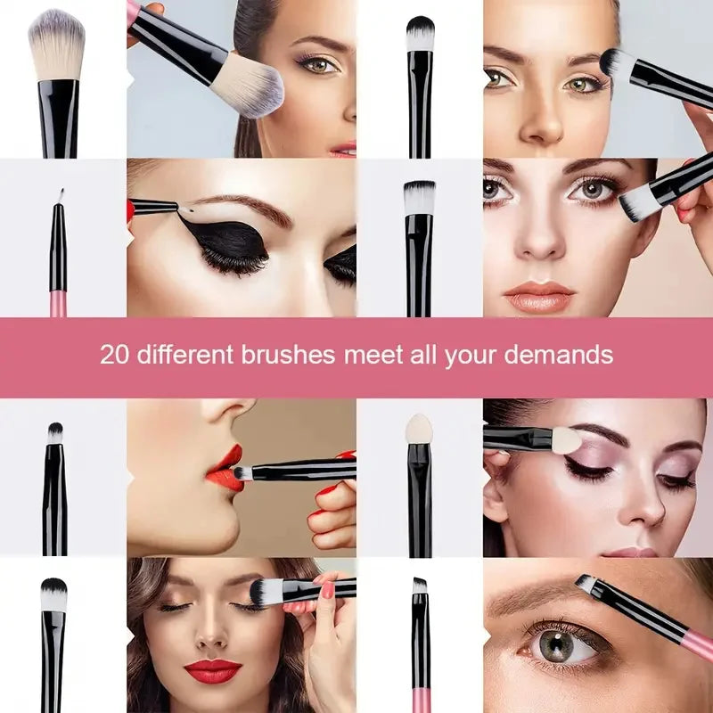 Ensemble 20 Pinceaux de Maquillage Synthétiques