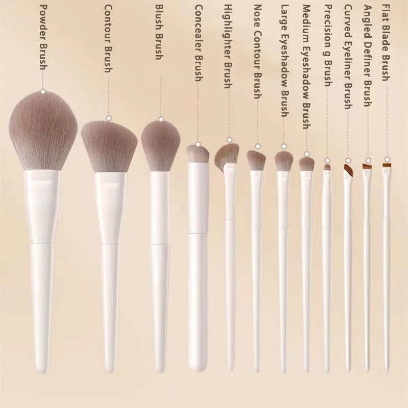 Ensemble de 12 pinceaux de maquillage pour le visage : fond de teint, anticernes, poudre, fard à paupières, blush, pinceau Kabuki, outil de beauté cosmétique pour le visage