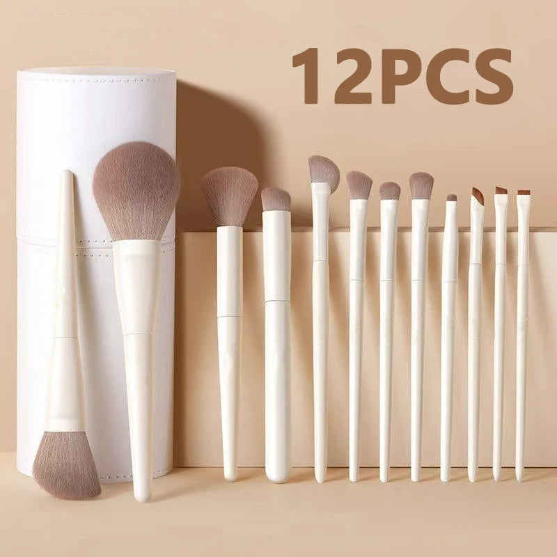 Ensemble de 12 pinceaux de maquillage pour le visage : fond de teint, anticernes, poudre, fard à paupières, blush, pinceau Kabuki, outil de beauté cosmétique pour le visage